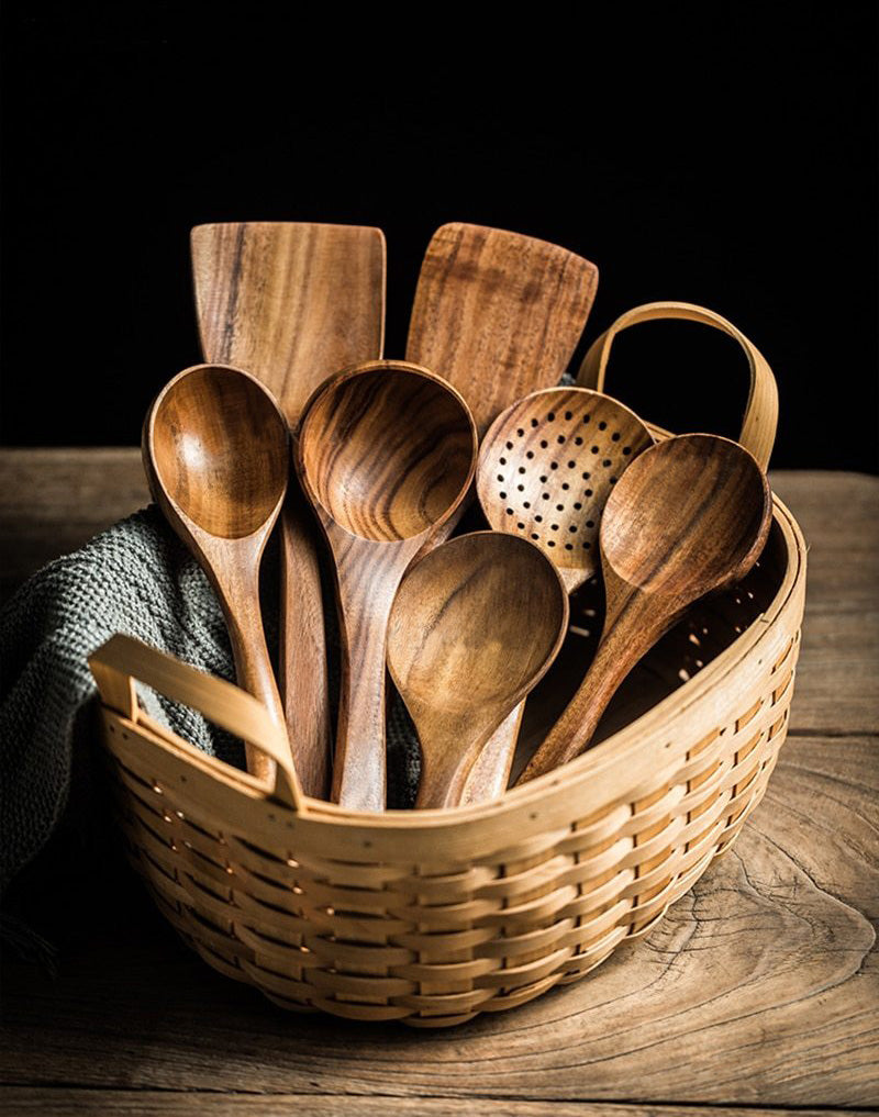 Eco-Friendly Wooden Kitchen Utensils Set