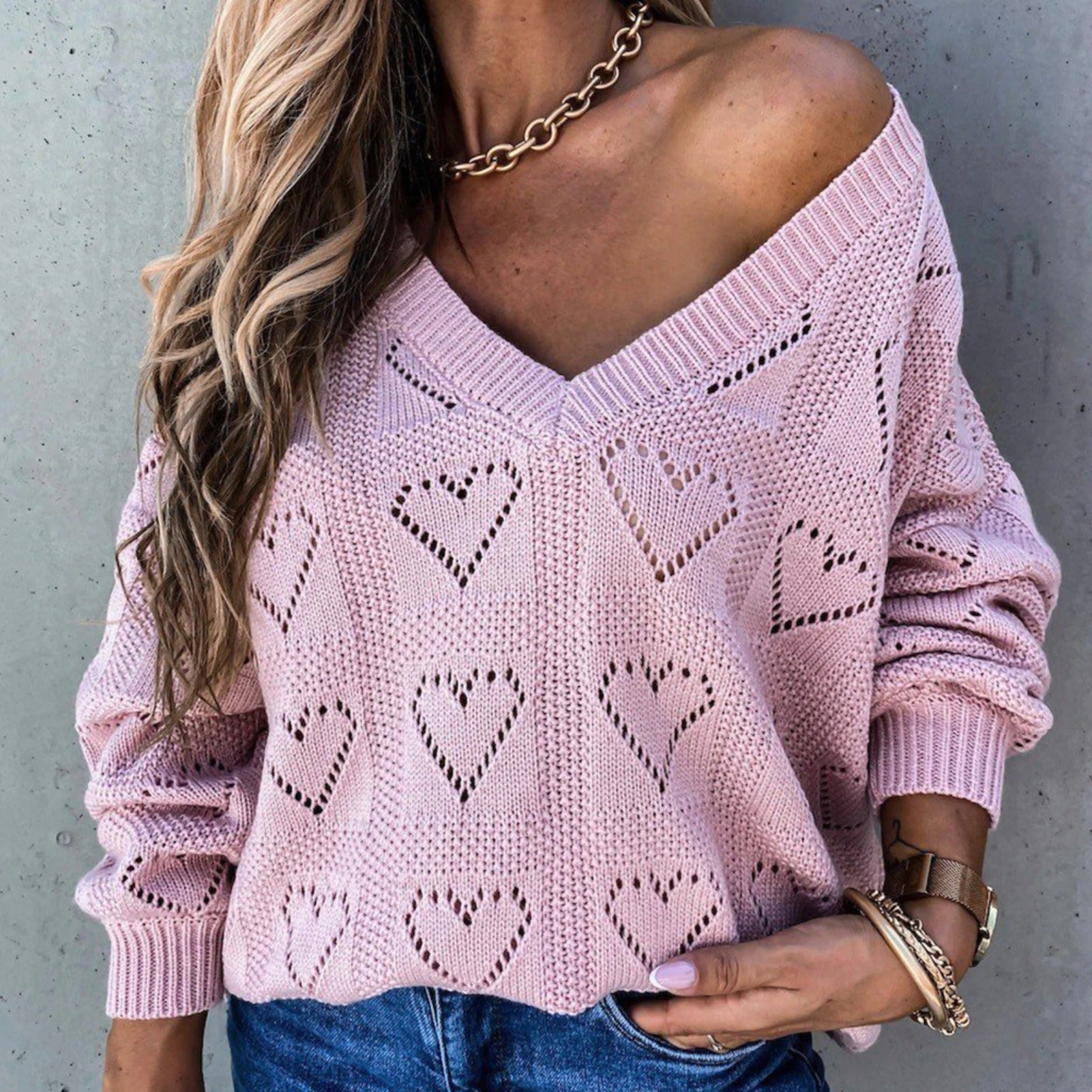 Hollow Out Hearts Sweater