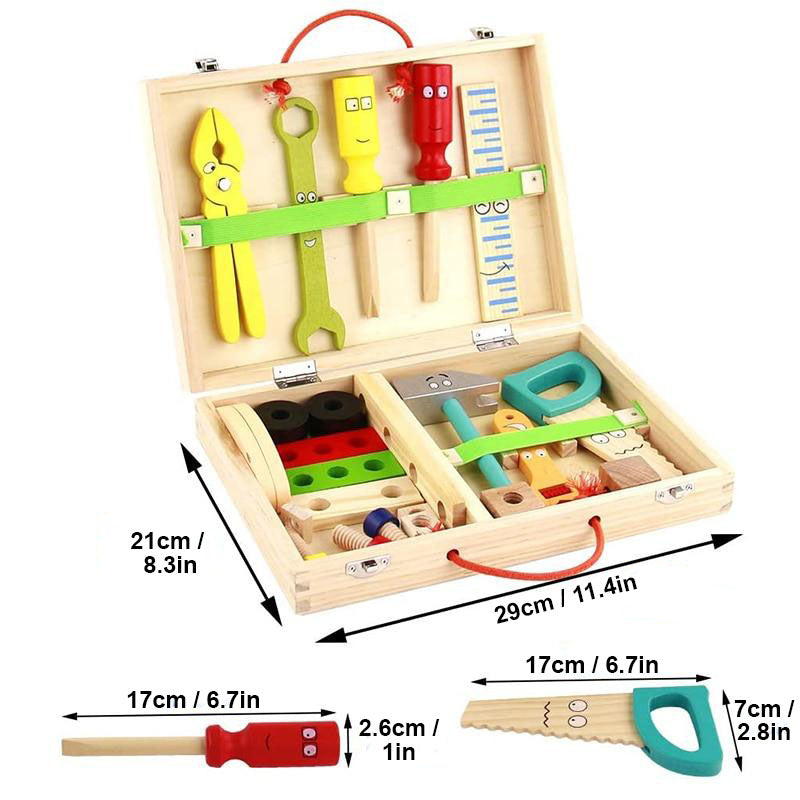 Kids Wooden Carpenter Toolbox