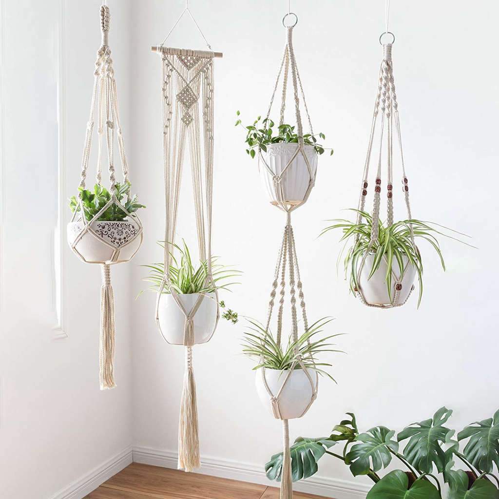 Macrame Handmade Crochet Plant Hangers (4 pcs per set)