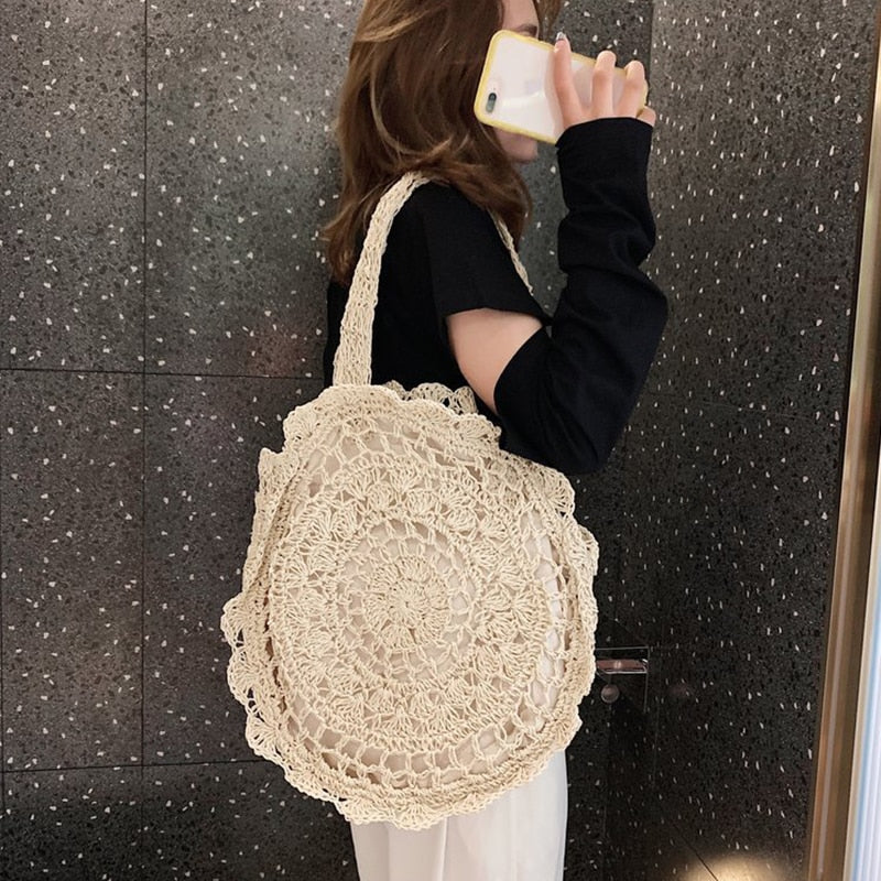 Hand-Woven Round Tote Bag