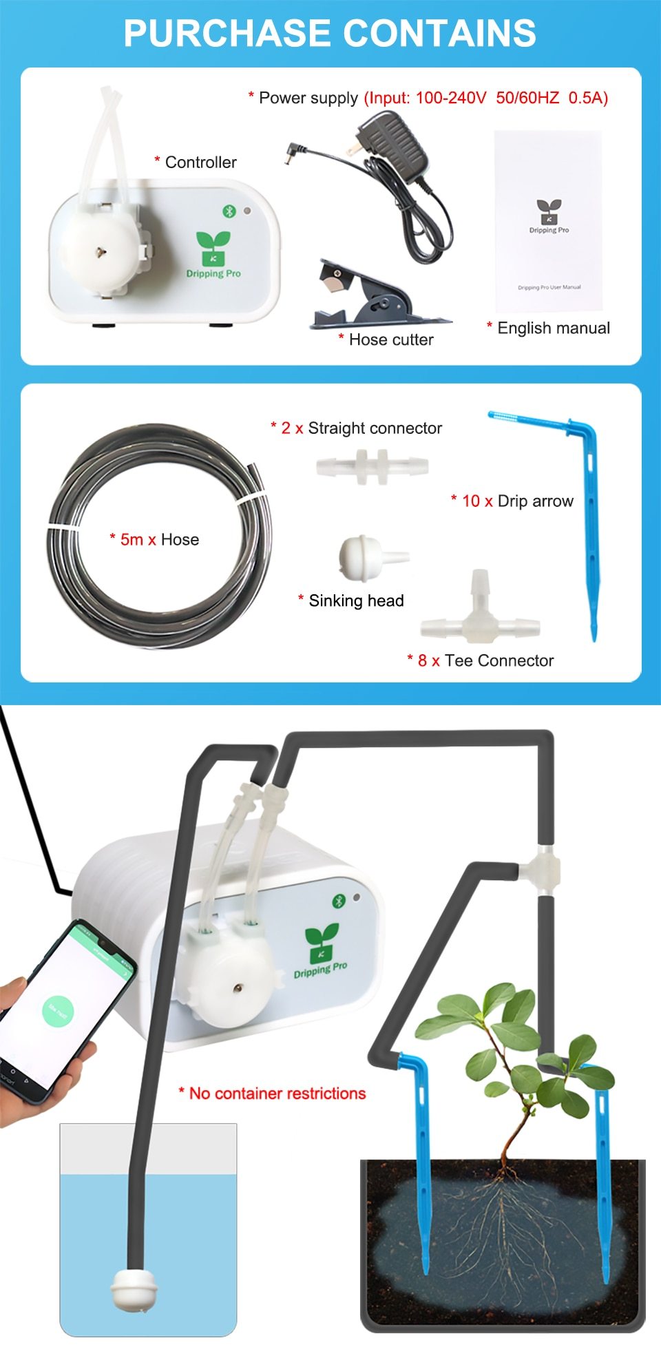 DrippingPro Mobile Phone Control Intelligent Watering Device