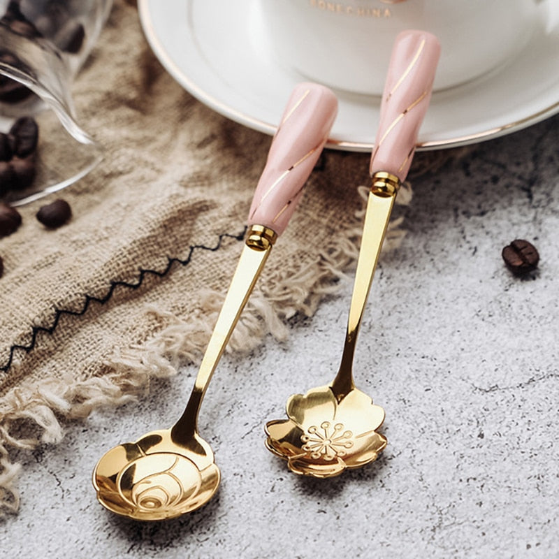 Rose & Sakura Flower Coffee Spoon