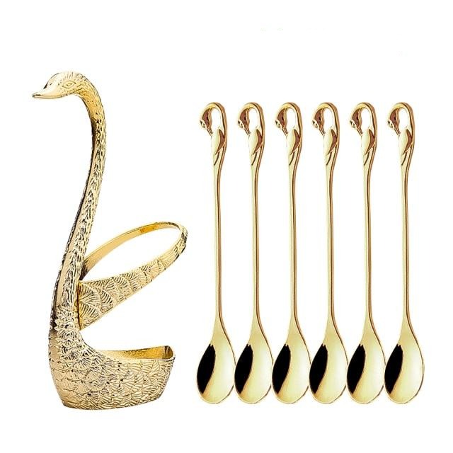 Swan-Inspired Dessert Flatware