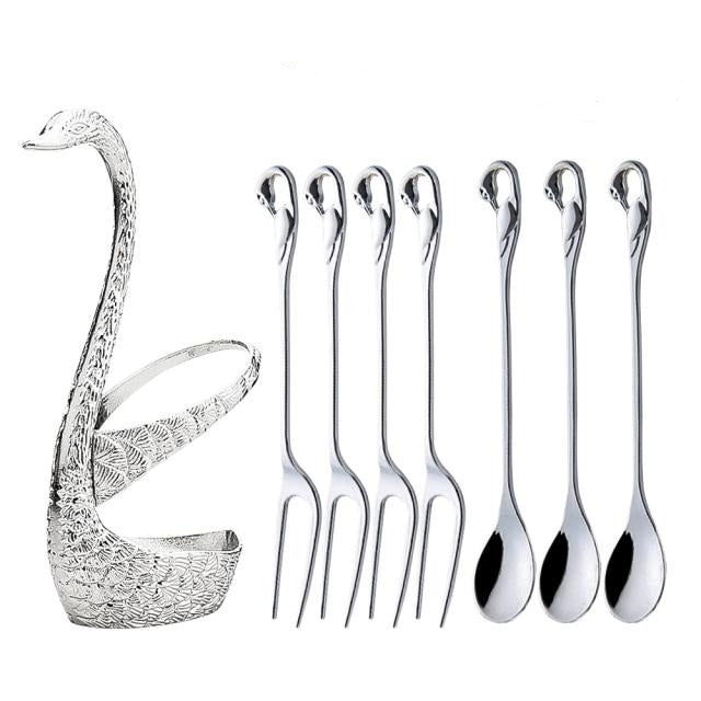 Swan-Inspired Dessert Flatware