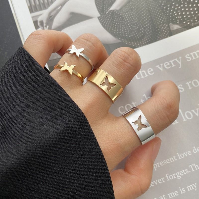 Elegant Butterfly Rings