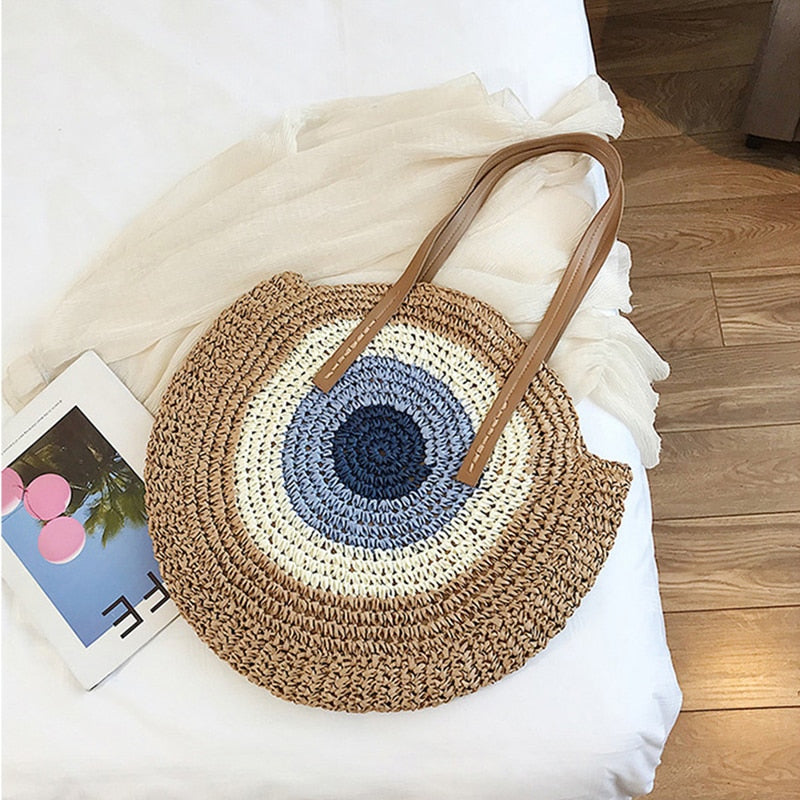 Summertime Round Woven Tote Bag