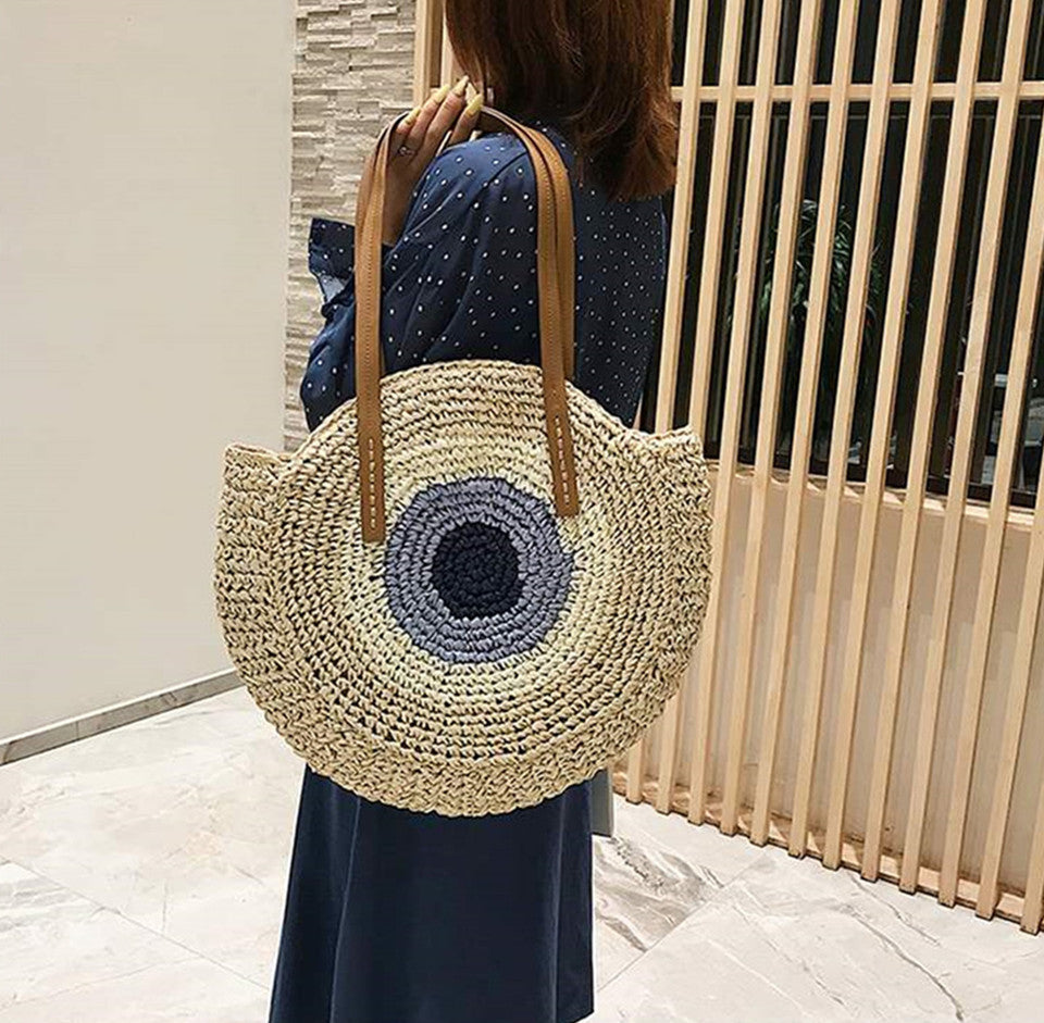 Summertime Round Woven Tote Bag