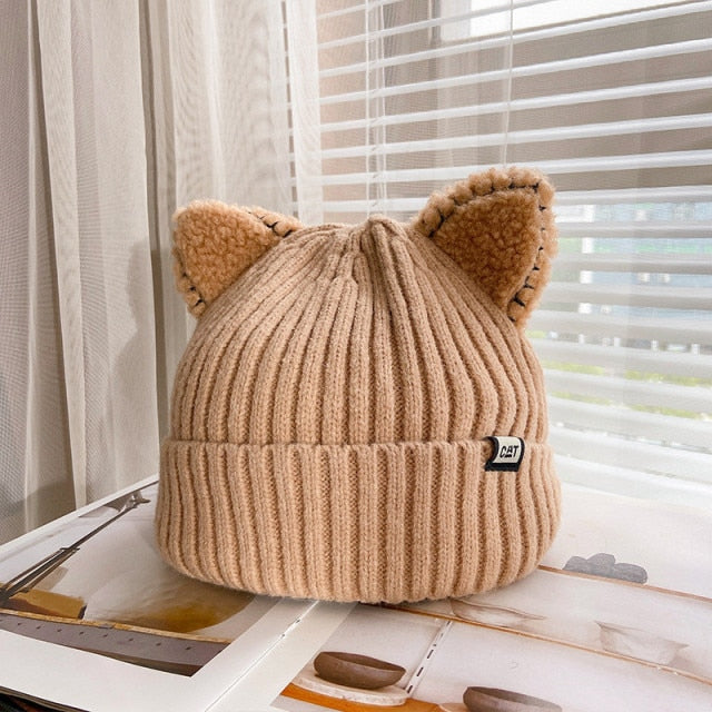 Adorable Cat Ears Knitted Hat