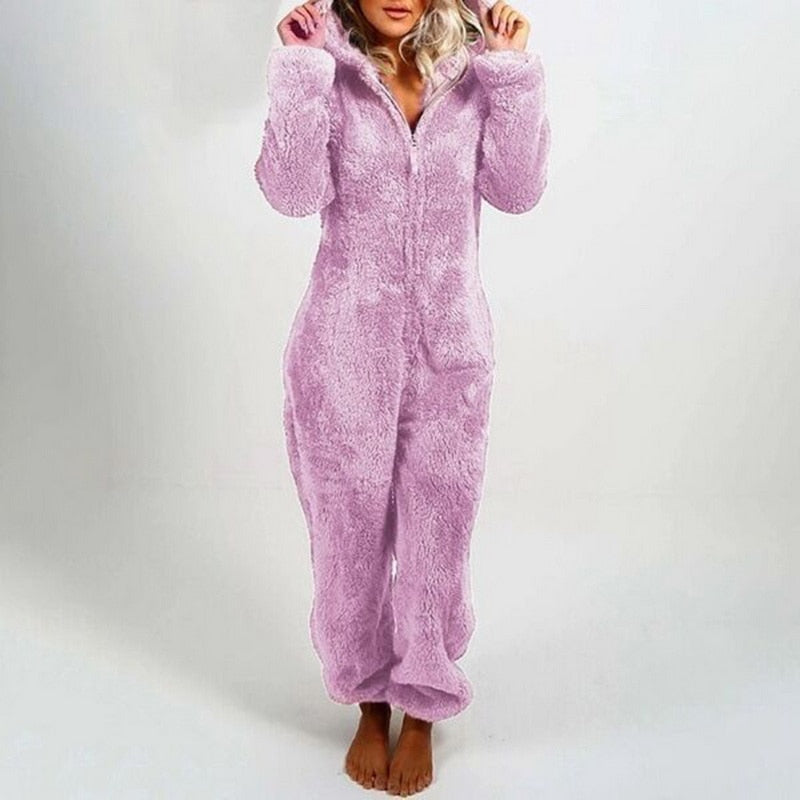 Fluffy Hooded Onesie Pajama